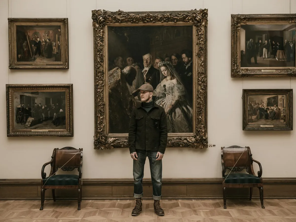 A classical painting in a museum frame